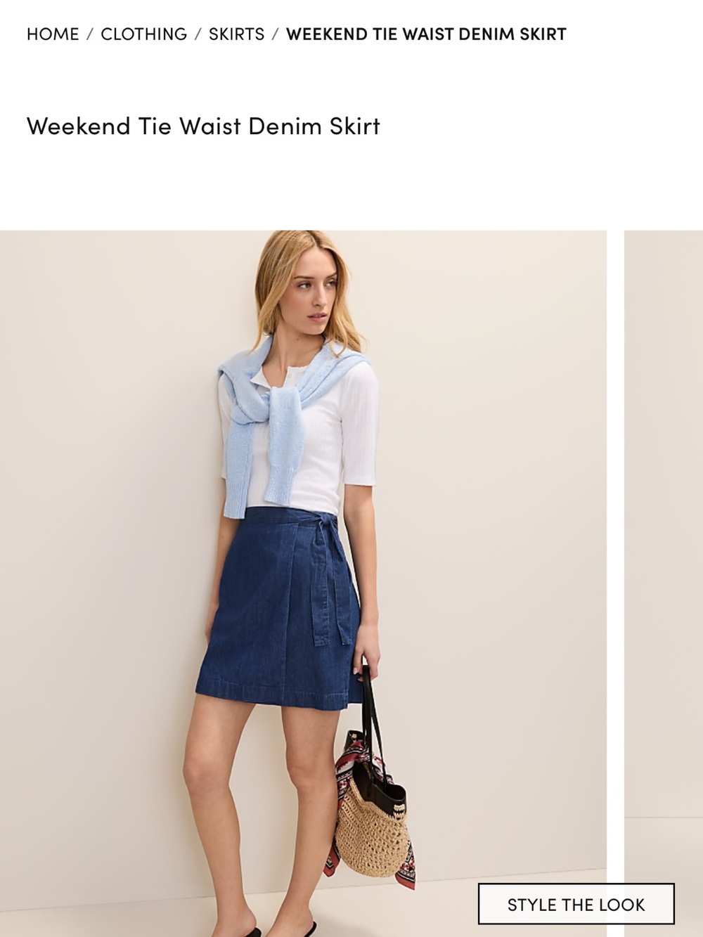 Ann Taylor Navy Blue Tie-Waist Denim Mini Skirt